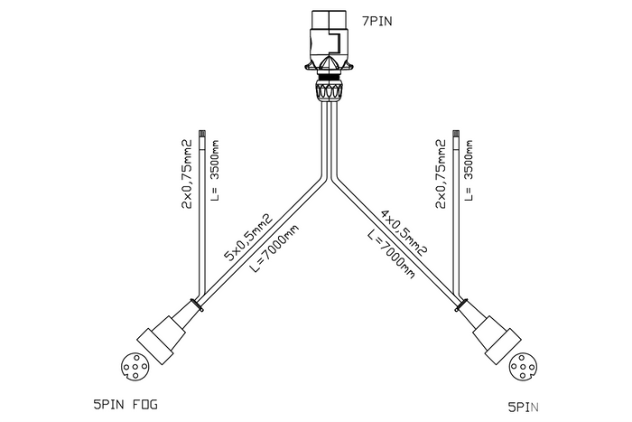 Sada světel: zadní světla ASPÖCK MULTIPOINT V + obrysová světla ASPÖCK FLEXIPOINT I + svazek MANTES 7m 7PIN