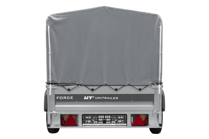 Jednonápravový přívěs 230x125 UNITRAILER FORCE 230 KIPP s rámem H-800 a šedou plachtou
