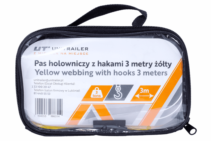 Tažné lano s háky Tažný popruh UNITRAILER 3m/50mm/3t žlutý