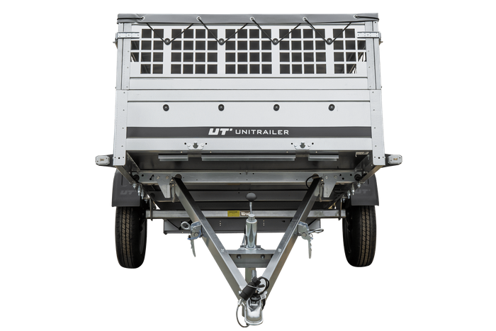 Jednonápravový přívěs 264x125 UNITRAILER GARDEN 264 KIPP s pletivovými bočnicemi a šedou plachtou