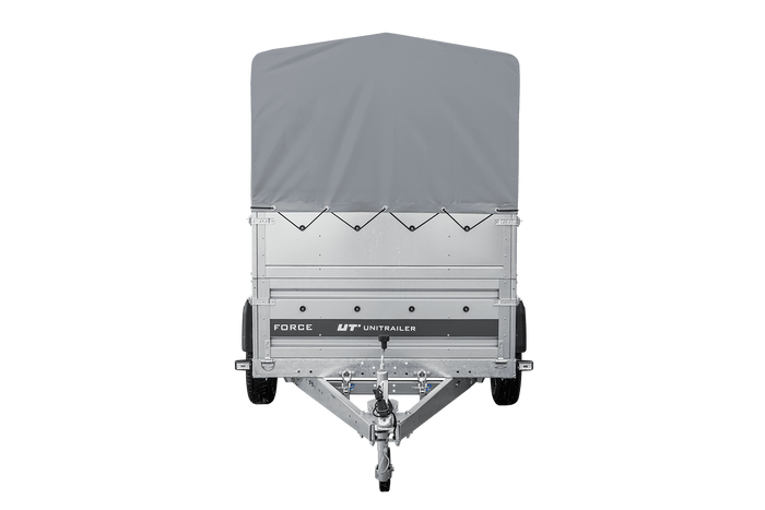 Přívěs za auto 230x125 UNITRAILER FORCE 230 KIPP s bočnicemi BIS, rámem H-800 a šedým krytem