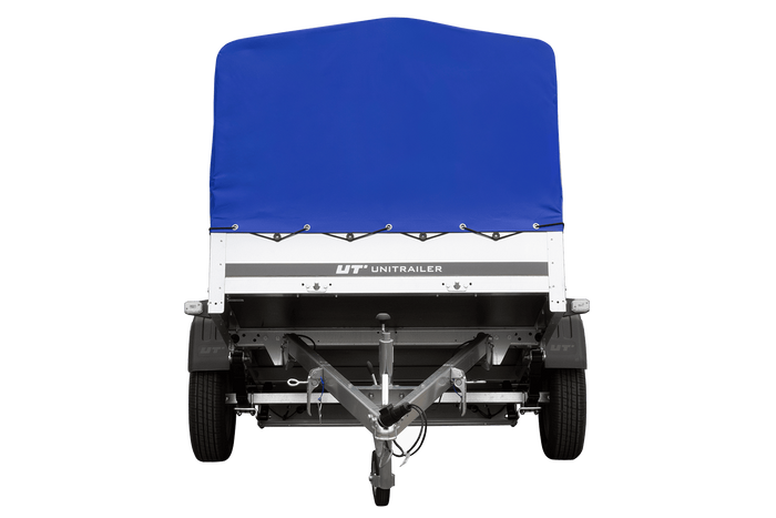 Jednonápravový přívěs na pružinách 200x125 UNITRAILER GARDEN 201/R KIPP s rámem H-800 a modrou plachtou