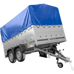 Lehký přívěs 264x150 UNITRAILER GARDEN 265/2 KIPP s bočnicemi BIS, rámem H-800 a modrým krytem