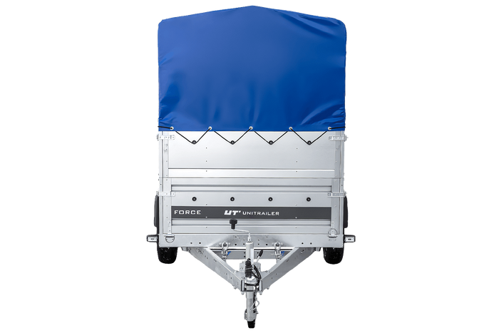 Přívěs za auto 264x125 UNITRAILER FORCE 264 KIPP s bočnicemi BIS, rámem H-800 a modrým krytem