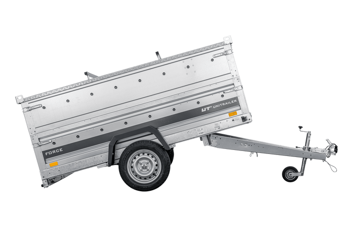 Jednonápravový přívěs na pružinách 230x125 UNITRAILER FORCE 230/R KIPP s bočnicemi BIS a hliníkovou plachtou