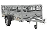 Jednonápravový přívěs na pružinách 264x125 UNITRAILER GARDEN 264/R KIPP s pletivovými bočnicemi, rámem H-0 a šedou plachtou