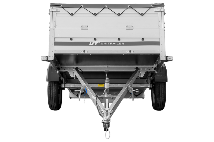 Jednonápravový přívěs s hliníkovými bočnicemi 230x125 Unitrailer Garden 230 KIPP ALU s bočnicemi BIS, rámem H-0 a šedým krytem