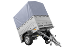 Jednonápravový přívěs 150x106 UNITRAILER GARDEN 150 KIPP s bočnicemi BIS, rámem H-800 a šedým krytem