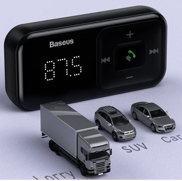 FM vysílač BASEUS T typu S-16 bluetooth 5.0 MP3 + autonabíječka 2x USB