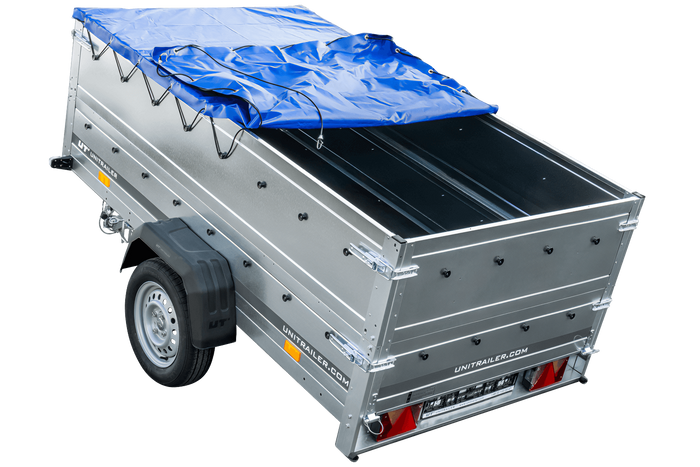 Přívěs Garden Trailer 230 KIPP s BIS bočnicemi a modrou plachtou