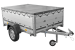 Přívěs za auto s hliníkovými bočnicemi 200x125 Unitrailer Garden 201 KIPP ALU s bočnicemi BIS, rámem H-0 a šedým krytem
