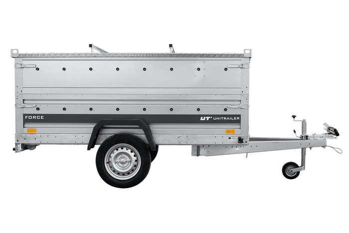 Přívěs pro auto 230x125 UNITRAILER FORCE 230 KIPP s bočnicemi BIS a hliníkovou plachtou