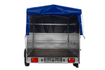 Jednonápravový přívěs na pružinách 264x150 UNITRAILER GARDEN 265/R KIPP s bočnicemi BIS, rámem H-800 a modrým krytem
