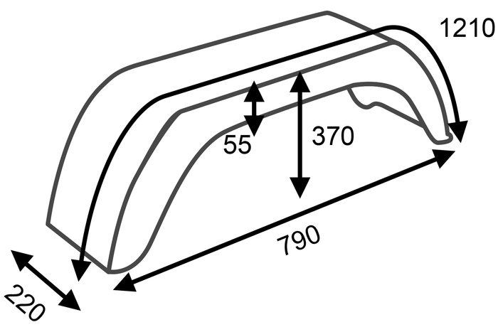 Sada dvou blatníků na přívěs 14-15" DOMAR D20130, ploché podběhy 790/220mm