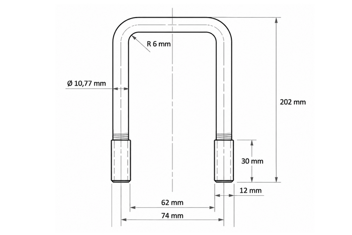 Čtyřhranná svorka DROMET typ C M12 62×202 mm