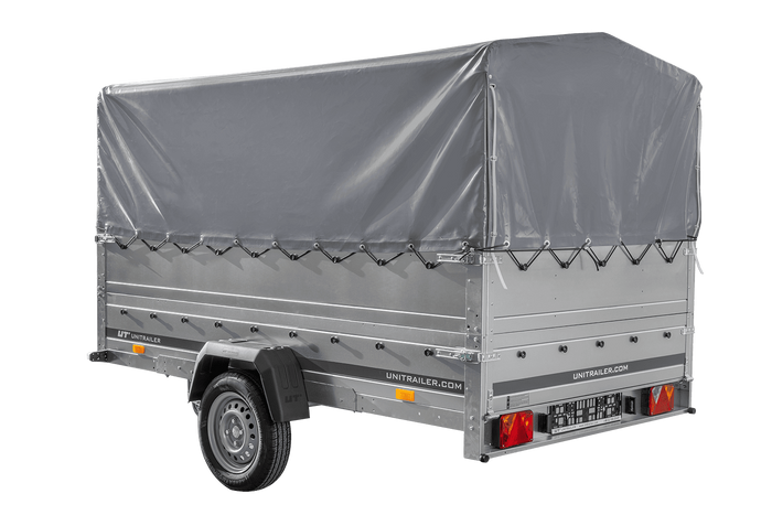 Přívěs Garden Trailer 265 KIPP s BIS bočnicemi, rámem H-800 a šedou plachtou