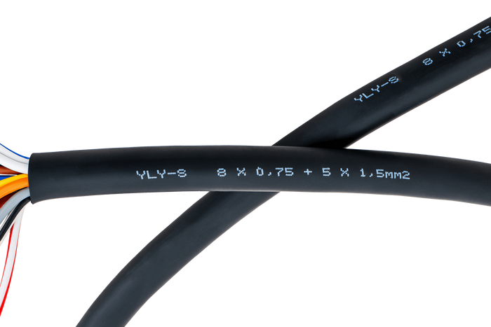 Elektrický kabel HYBSZ YLY-S 8x0,75+5x1,5 třináctižilový - 1m