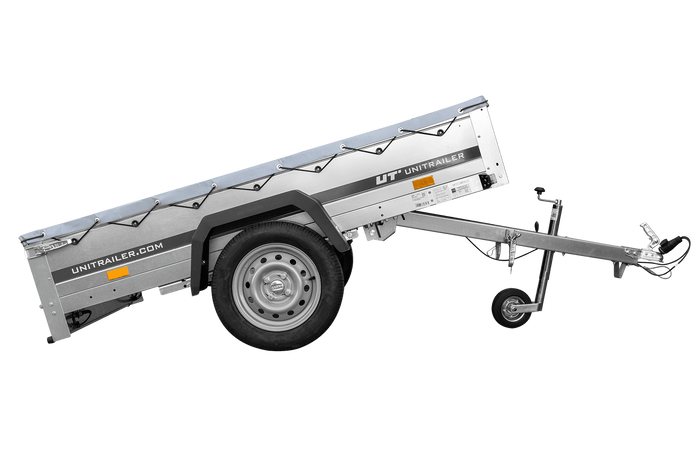 Přívěs za auto na pružinách 200x125 UNITRAILER GARDEN 201/R KIPP s rámem H-0 a šedým krytem