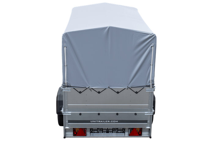 Přívěs za auto 230x125 UNITRAILER GARDEN 230 KIPP s bočnicemi BIS, rámem H-800 a šedým krytem