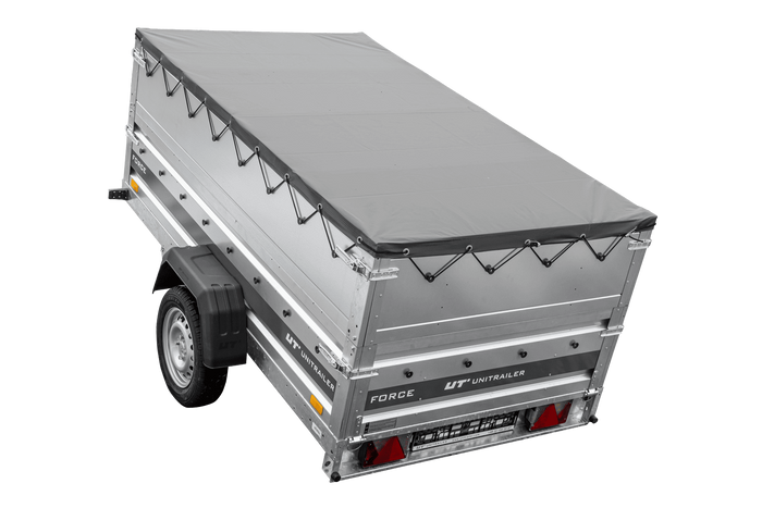 Lehký přívěs 230x125 UNITRAILER FORCE 230 KIPP s bočnicemi BIS, rámem H-0 a šedou plachtou