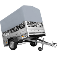 Jednonápravový přívěs na pružinách 200x125 UNITRAILER GARDEN 201/R KIPP s pletivovými bočnicemi, rámem H-800 a šedým krytem