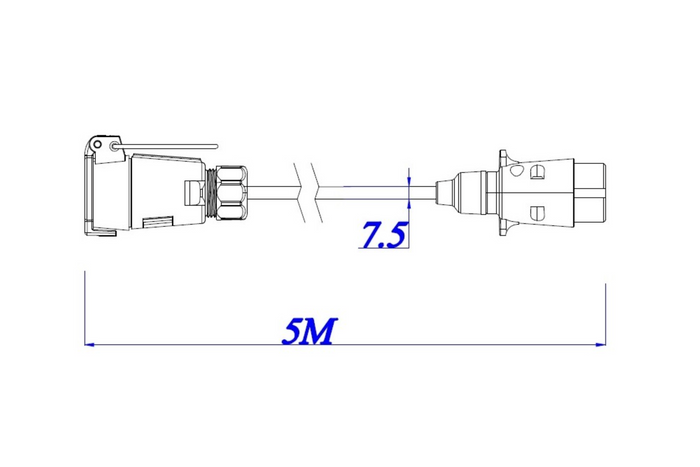 Elektrický kabel KAMAR E1223 5m 12V zástrčka/zásuvka 7pinový