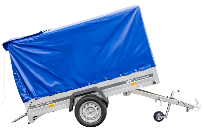 Přívěs pro auto 230x125 UNITRAILER GARDEN 230 KIPP s rámem H-1100 a modrým krytem