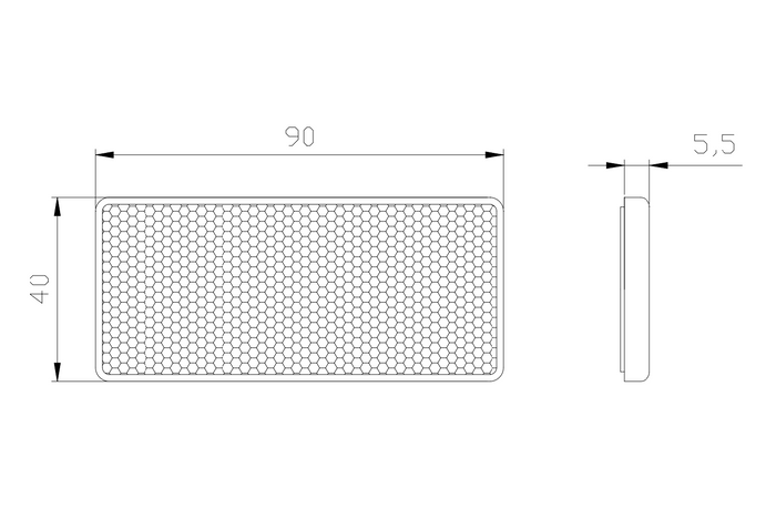 Obdélníkový reflektor oranžový FRISTOM DOB-035Z 90x40mm reflektorové světlo