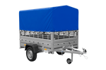 Přívěs za auto 200x125 UNITRAILER GARDEN 201 KIPP s pletivovými bočnicemi, rámem H-800 a šedou plachtou