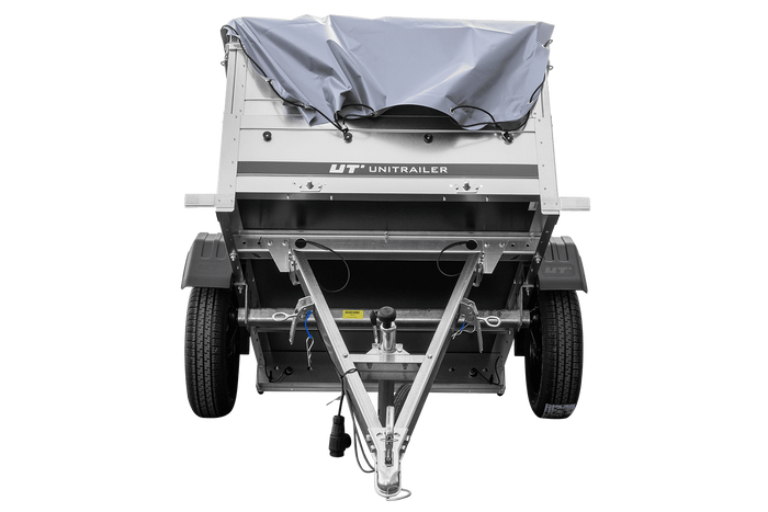 Přívěs za auto 150x106 UNITRAILER GARDEN 150 KIPP s bočnicemi BIS, rámem H-0 a šedou plachtou