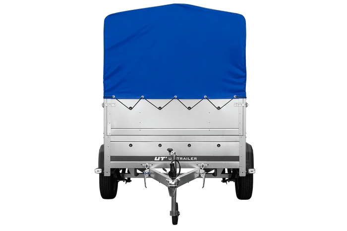 Lehký přívěs na pružinách 200x125 UNITRAILER GARDEN 201/R KIPP s bočnicemi BIS, rámem H-800 a modrým krytem