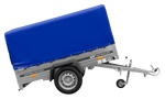 Jednonápravový přívěs na pružinách 200x125 UNITRAILER GARDEN 201/R KIPP s rámem H-800 a modrou plachtou