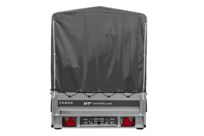 Přívěs za auto 264x125 UNITRAILER FORCE 264 KIPP s rámem H-1100 a šedou plachtou