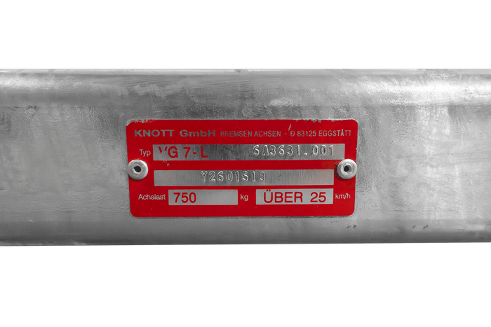 Nebrzděná náprava KNOTT VG7-L pro přívěs 750 kg 1360 mm 1676 mm 4x130