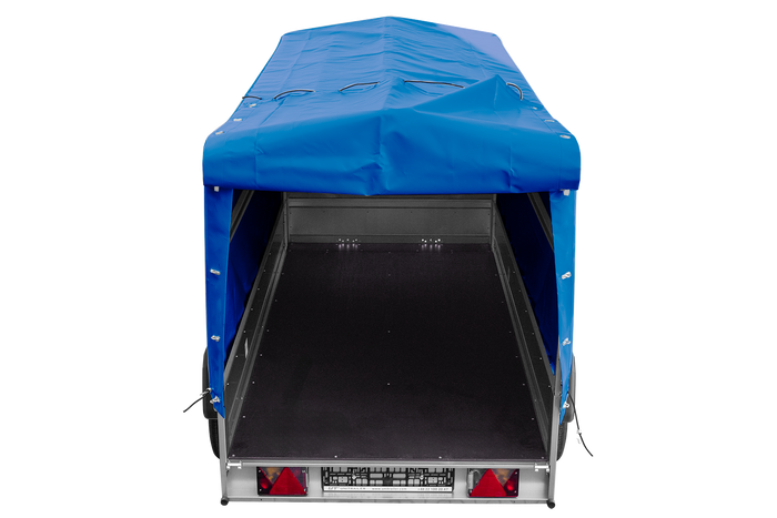 Dvounápravový přívěs 264x125 UNITRAILER GARDEN 264/2 KIPP s rámem H-1100 a modrou plachtou