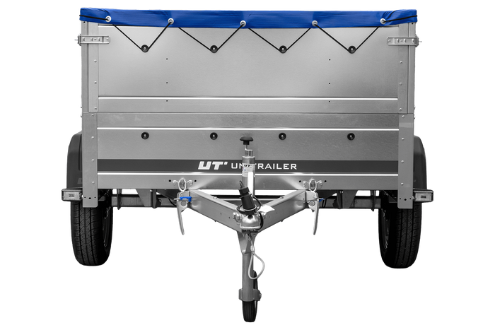 Přívěs za auto 200x125 UNITRAILER GARDEN 201 KIPP s bočnicemi BIS a modrou plachtou