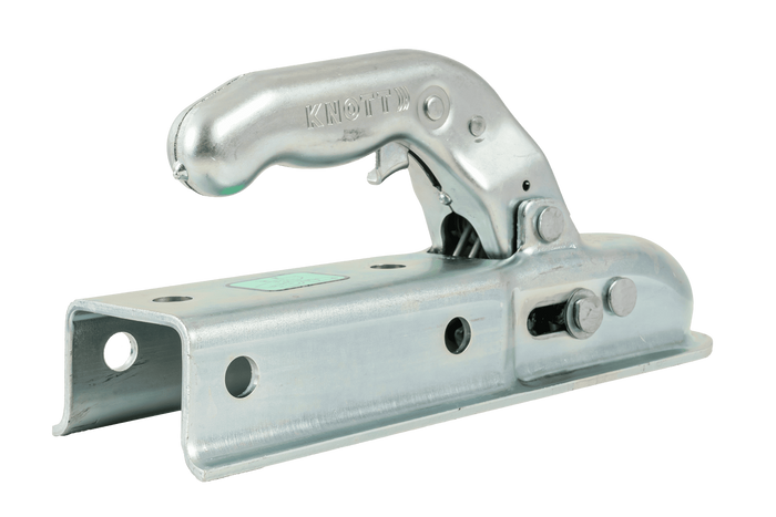 Kulové tažné zařízení KNOTT KQ14-B pro přívěs o hmotnosti 1400 kg s čtvercovou ojí o rozměru 60 mm