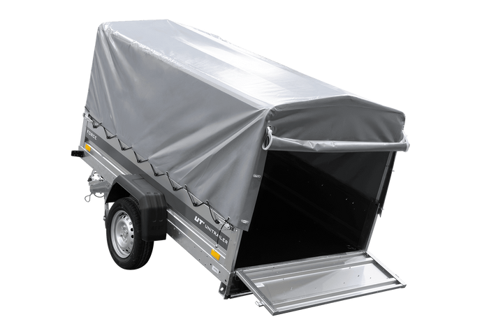 Jednonápravový přívěs 230x125 UNITRAILER FORCE 230 KIPP s rámem H-800 a šedou plachtou