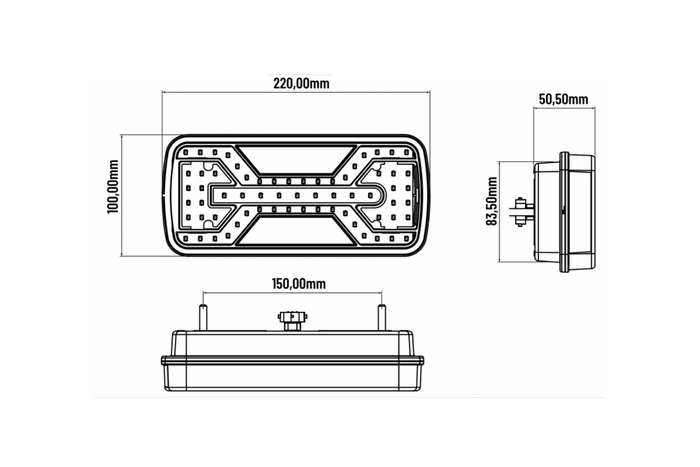 KAMAR X-SPIDER L2425 LED zadní světlo 5 funkcí univerzální