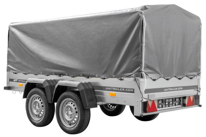 Dvounápravový přívěs 264x125 UNITRAILER GARDEN 264/2 KIPP s rámem H-800 a šedou plachtou