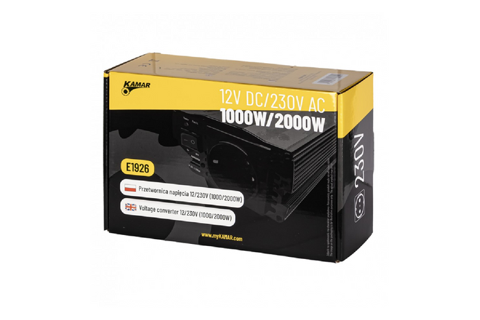 Měnič napětí 12V/230V (1000/2000W) KAMAR E1926