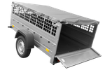 Jednonápravový přívěs 200x125 UNITRAILER GARDEN 201 KIPP s pletivovými bočnicemi a šedou plachtou