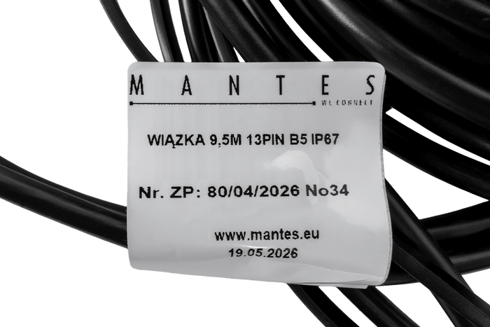 Elektroinstalace MANTES, kabelový svazek pro přívěs na loď, 9,5 m, 13pinová zástrčka, 2x5pinové bajonety