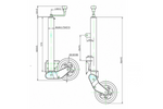 Automatické opěrné kolo UNITRAILER s rukojetí 500 kg 60 mm 660-904 mm