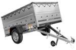 Lehký přívěs 200x125 UNITRAILER GARDEN 201 KIPP s bočnicemi BIS, rámem H-0 a šedou plachtou