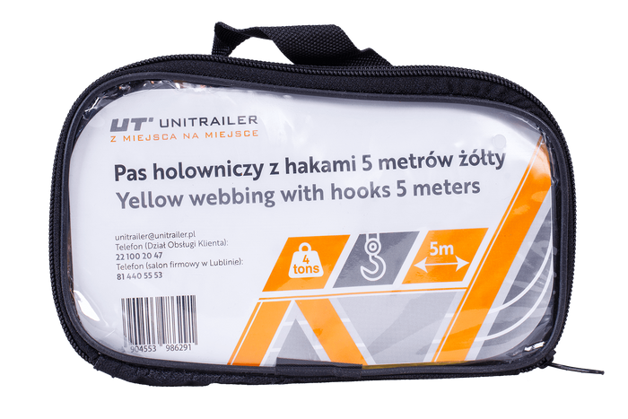 Tažné lano s háky Tažný popruh UNITRAILER 5m/50mm/4t žlutý