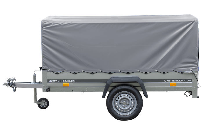 Jednonápravový přívěs 230x125 UNITRAILER GARDEN 230 FD s rámem H-800 a šedou plachtou