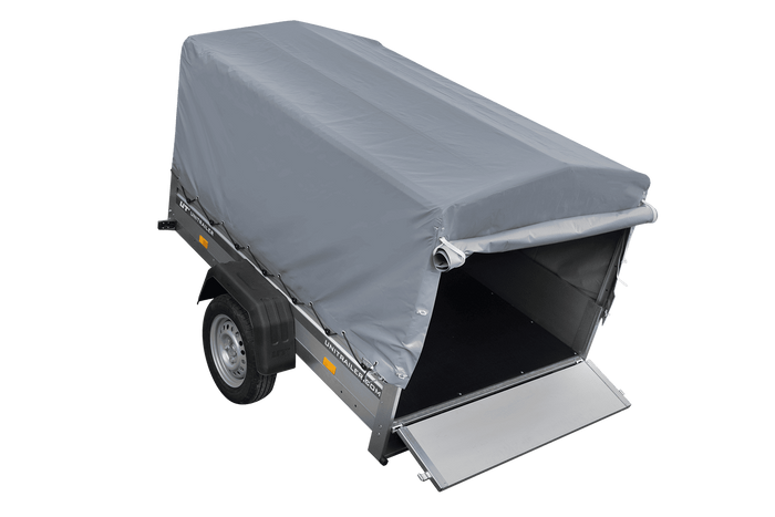 Jednonápravový přívěs s hliníkovými bočnicemi 200x125 Unitrailer Garden 201 KIPP ALU s rámem H-800 a šedým krytem