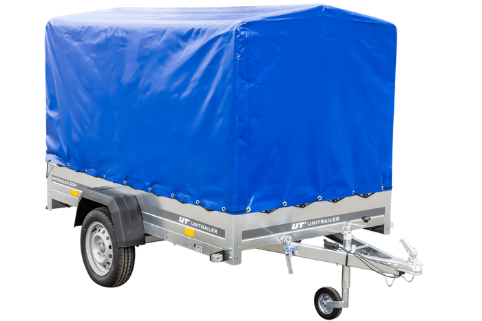 Přívěs pro auto 230x125 UNITRAILER GARDEN 230 KIPP s rámem H-1100 a modrým krytem