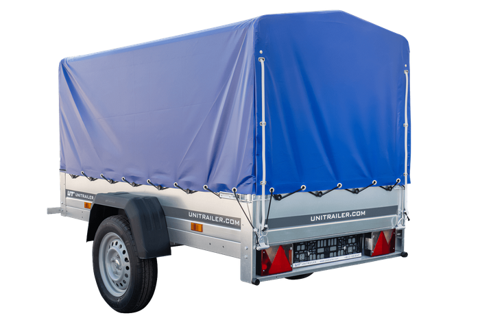 Jednonápravový přívěs 200x106 UNITRAILER GARDEN 200 KIPP s rámem H-800 a modrou plachtou